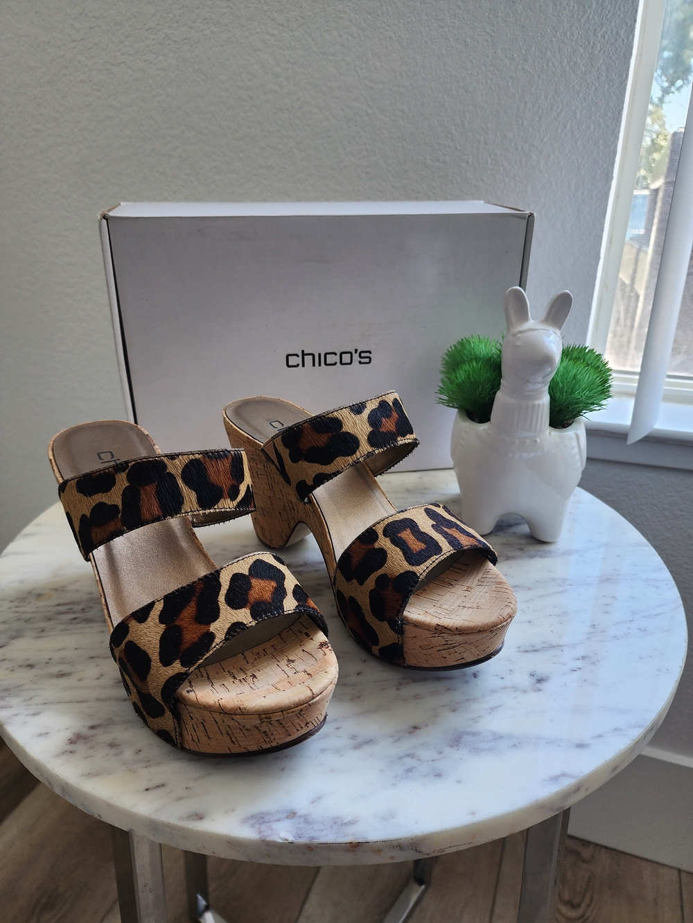 Chico's Leopard-Print Cork Platform Mules - Brown & Black
